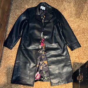 Jason Wu Black Trench Coat with Floral Lining